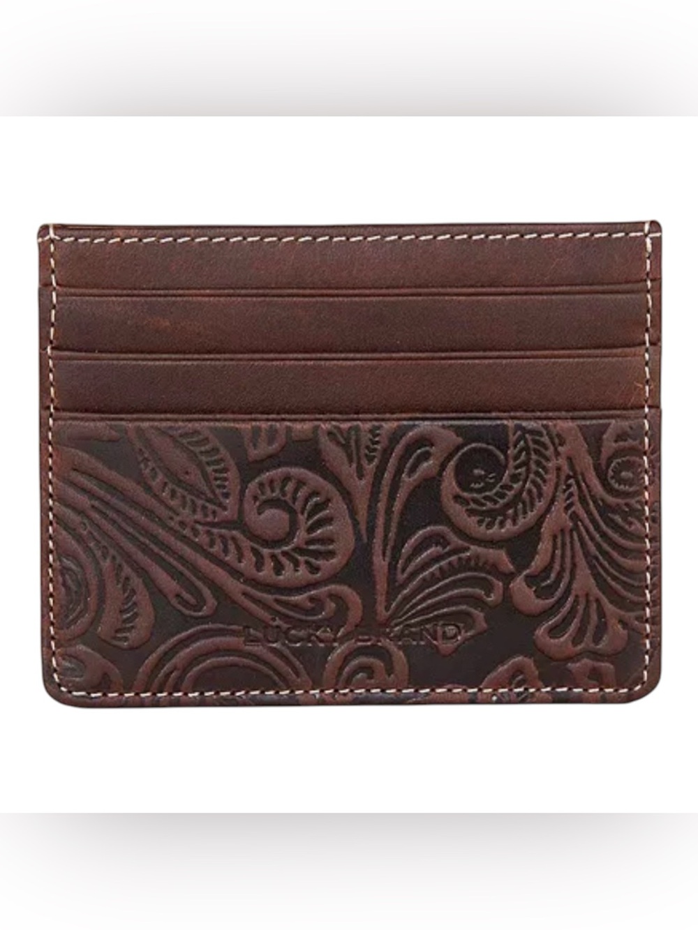 Lucky Brand Men's Western Embossed Leather Card Case NIB
